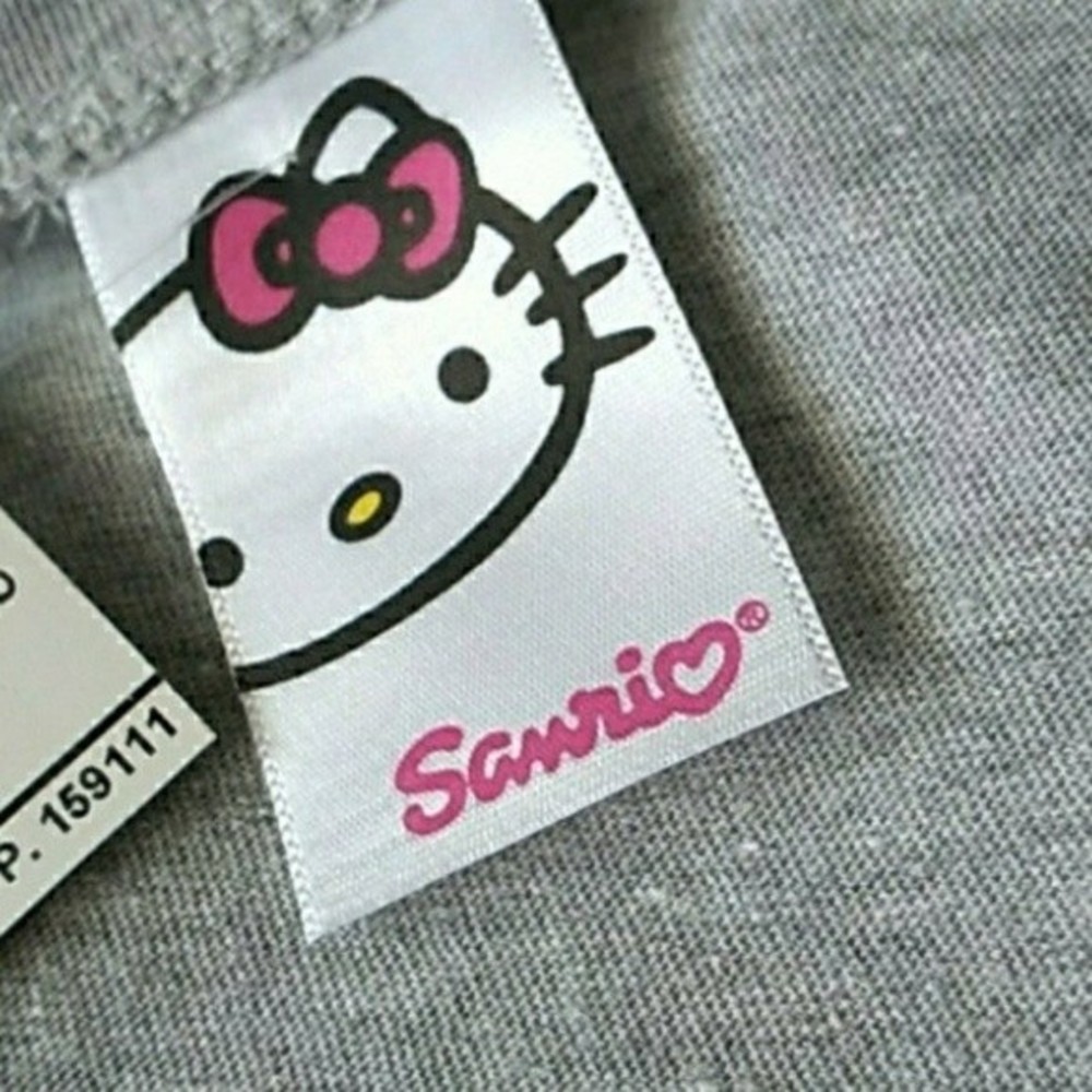 HELLO KITTY SANRIO T SHIRT TOP CAP SLEEVES YELLOW STRIPED SZ M MEDIUM - Picture 2 of 4